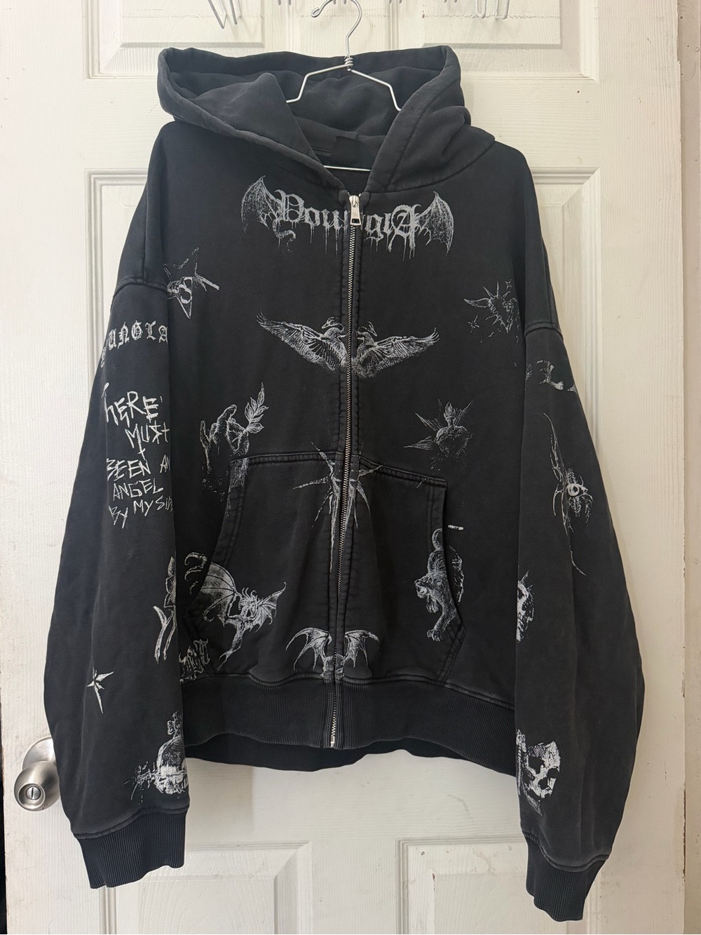 Black YoungLA “Villain” AOP Zip Up Hoodie Size Large